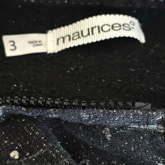 Maurices Womens Black Sequin Embellished Zip Up Hoodie Size 3X - Picture 4 of 8